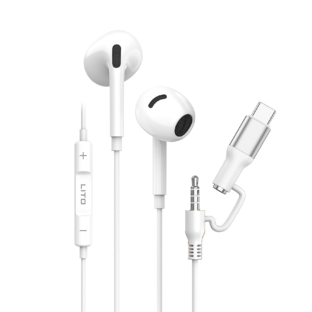 Handsfree 3.5mm / USB-C Lito LF03, Beli