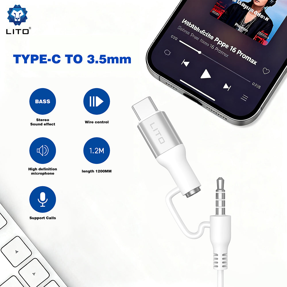 Handsfree 3.5mm / USB-C Lito LF03, Beli
