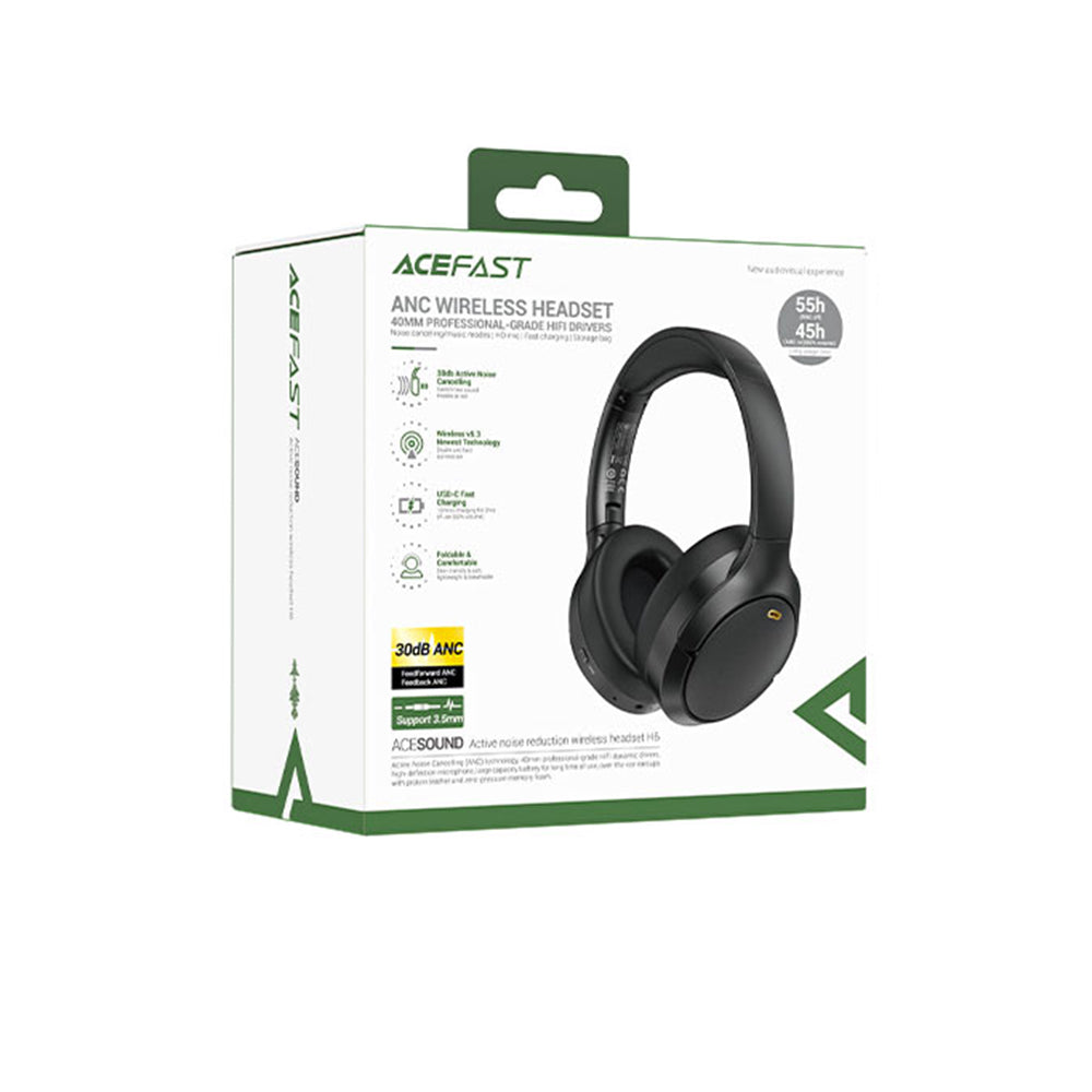 Handsfree Bluetooth Acefast H6, A2DP, ANC, Crni