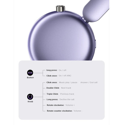 Handsfree Bluetooth Acefast H8, A2DP, ANC, Ljubičasta