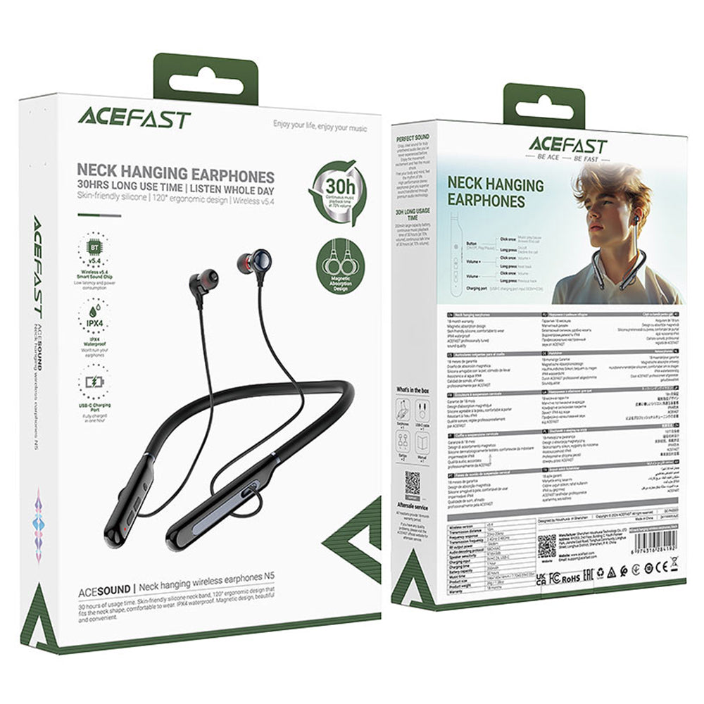 Handsfree Bluetooth Acefast N5, A2DP, Crni