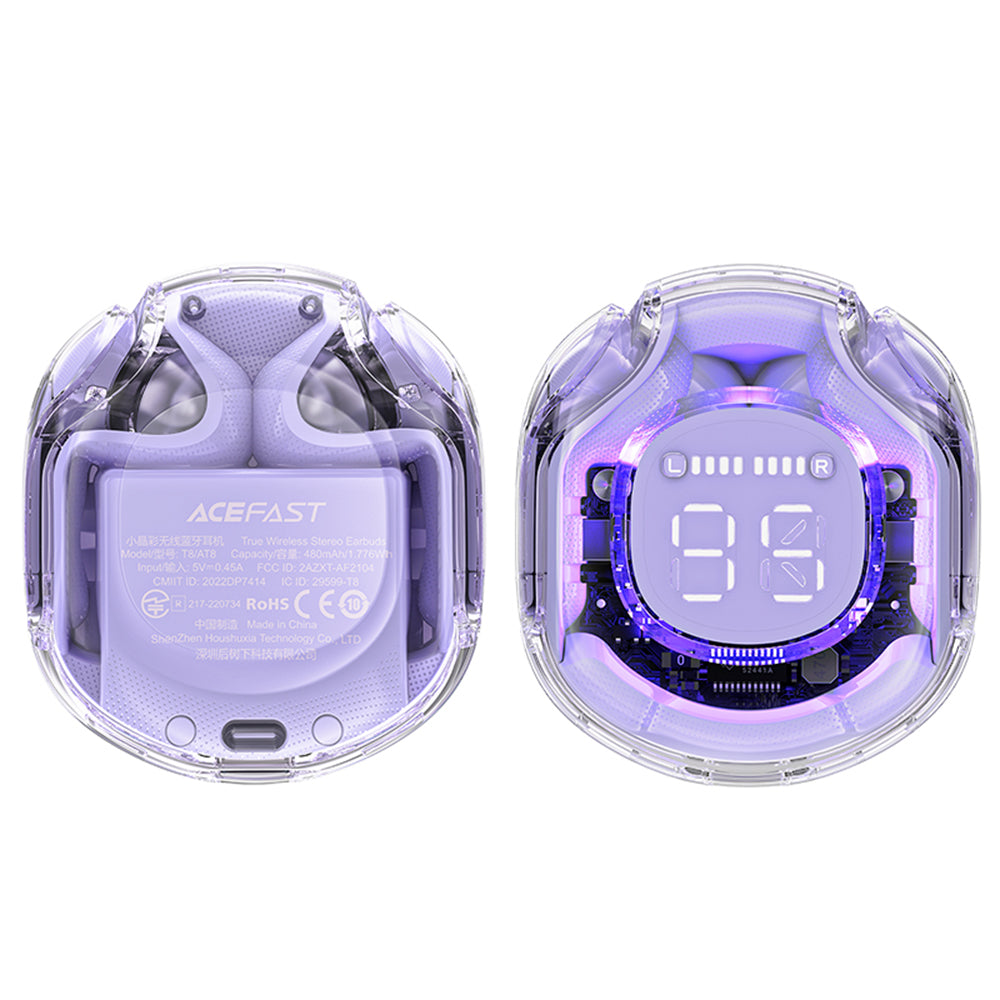 Handsfree Bluetooth Acefast T8, TWS, Ljubičasta