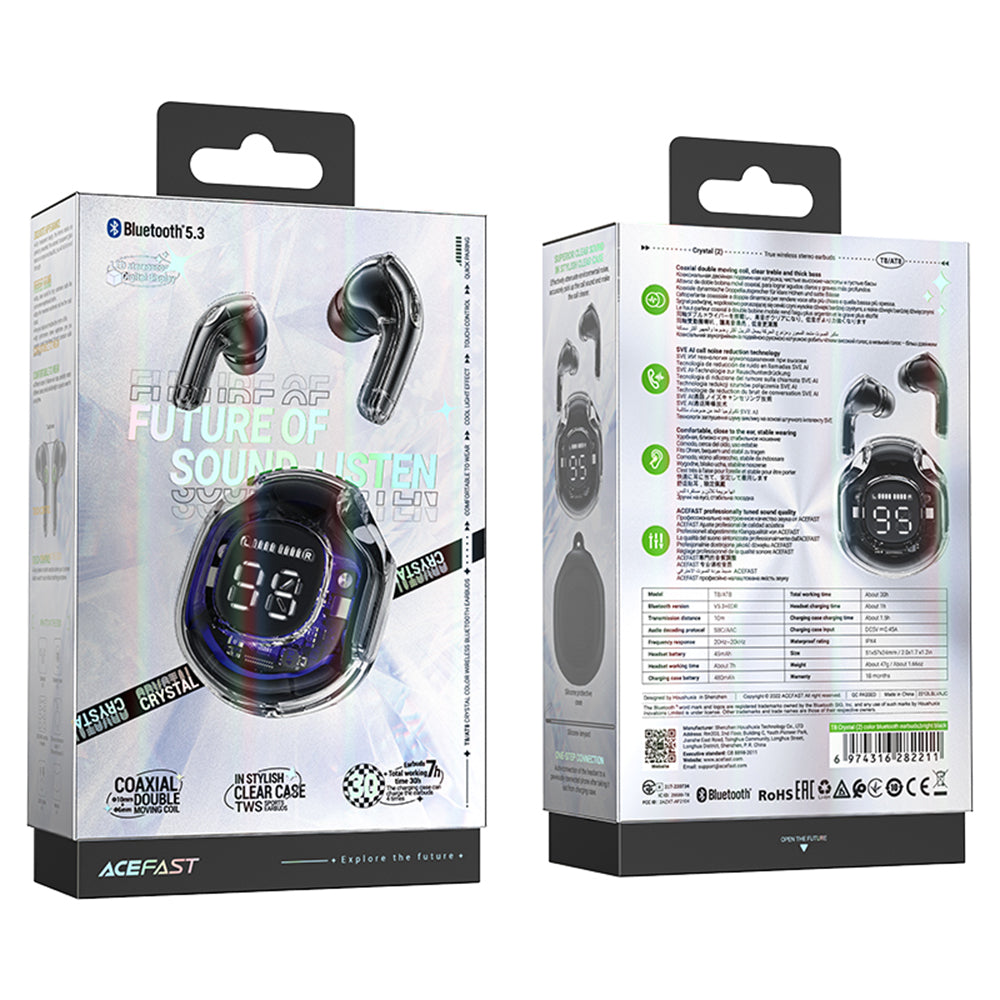 Handsfree Bluetooth Acefast T8, TWS, Crni