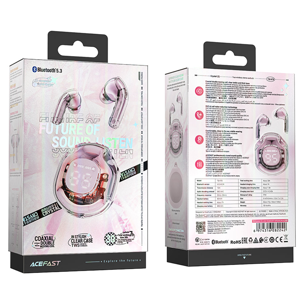 Handsfree Bluetooth Acefast T8, TWS, Roze