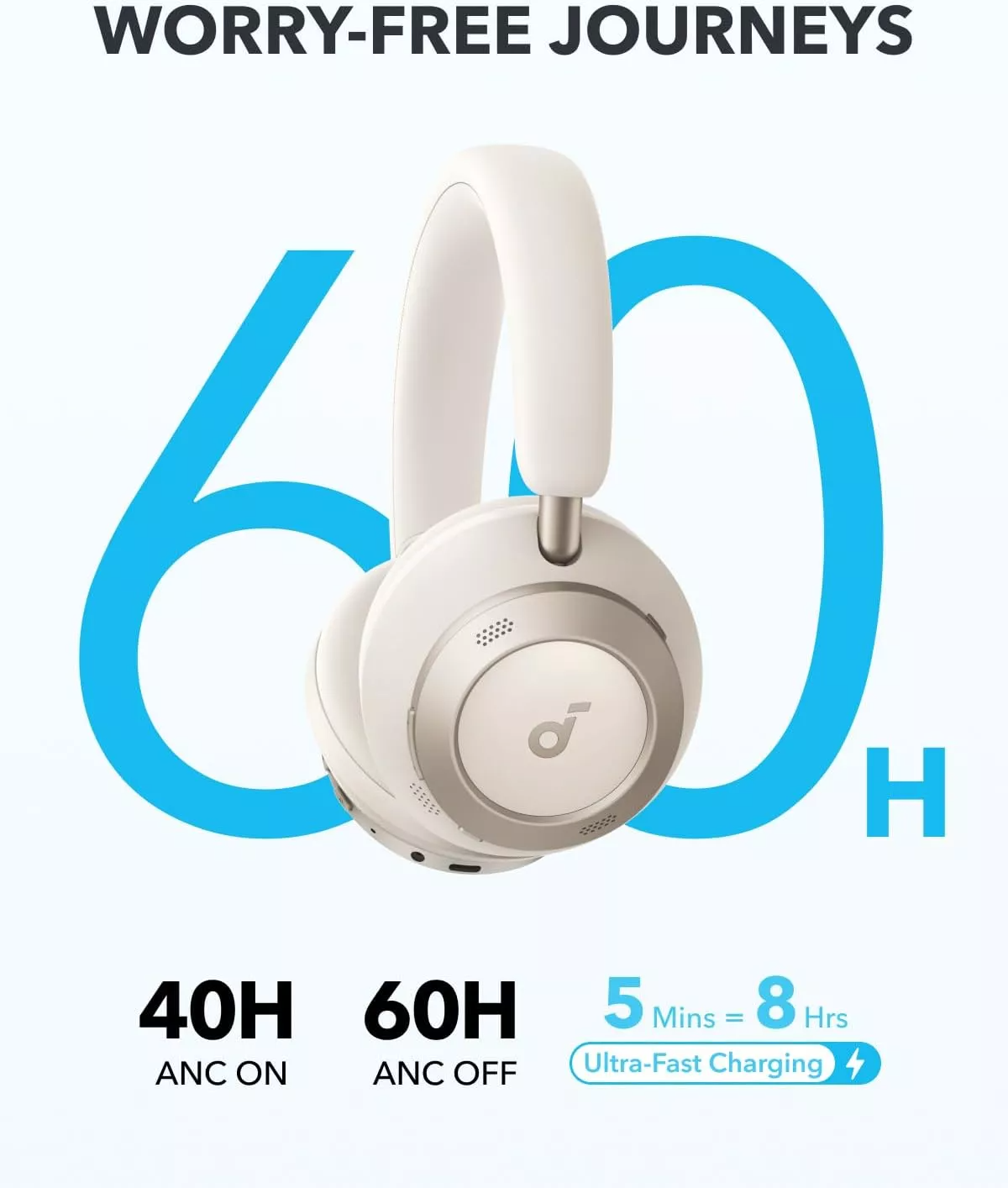 Handsfree Bluetooth Anker SoundCore Space One Pro, A2DP, ANC, Bela A3062G21
