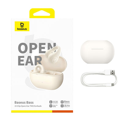 Handsfree Bluetooth Baseus Bass 15 Clip, TWS, Bela A00079500223-00