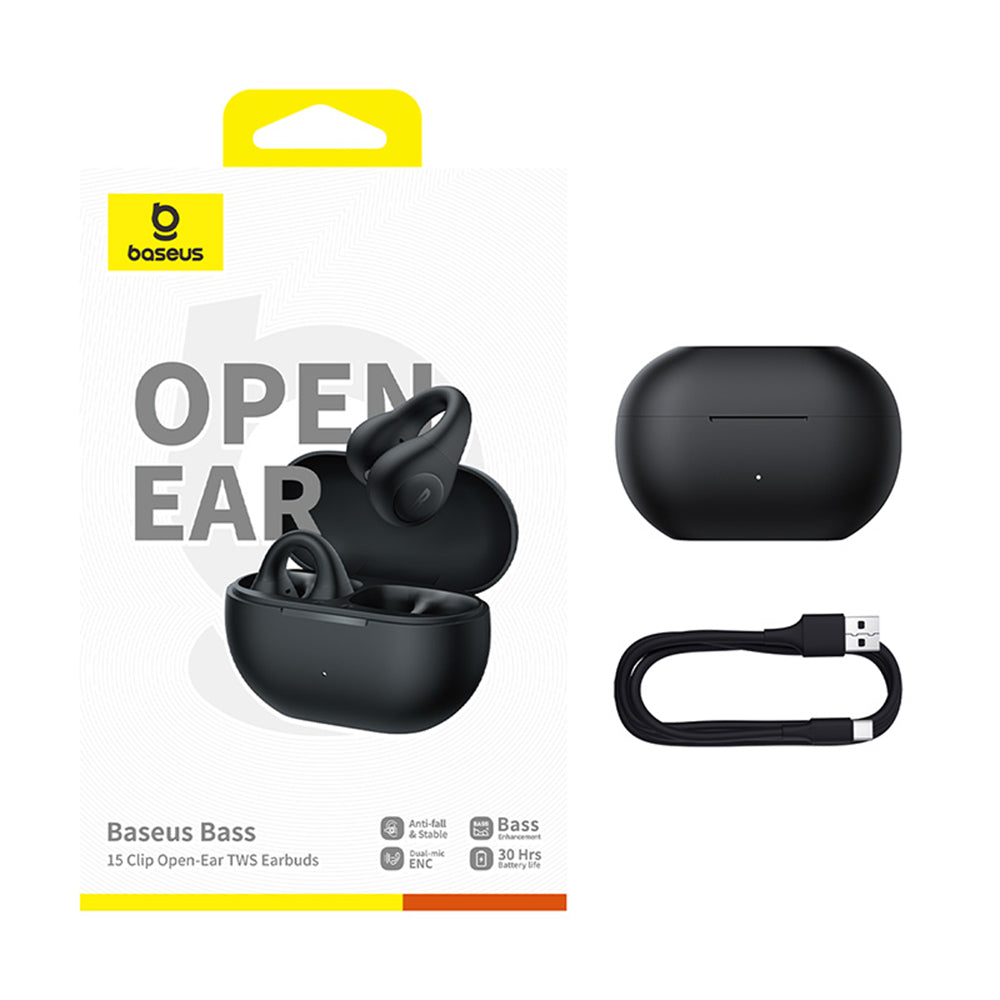 Handsfree Bluetooth Baseus Bass 15 Clip, TWS, Crni A00079500113-00