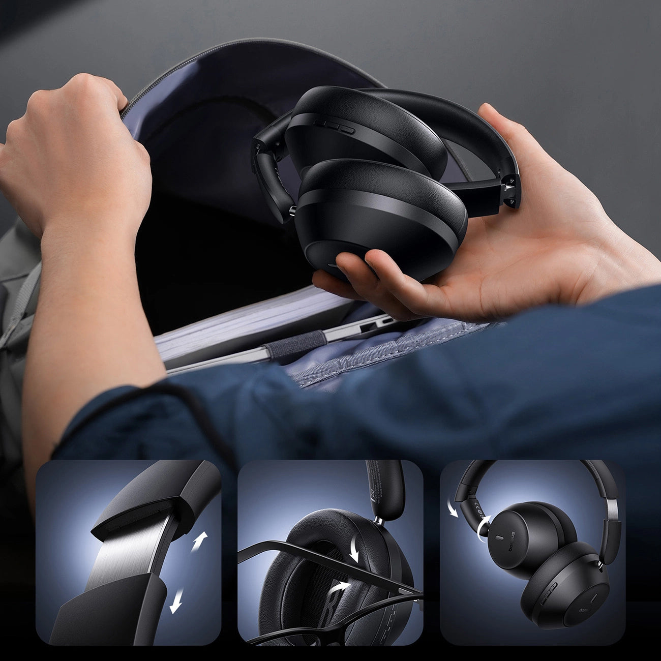 Handsfree Bluetooth Baseus Bass 30 Max, A2DP, Crni