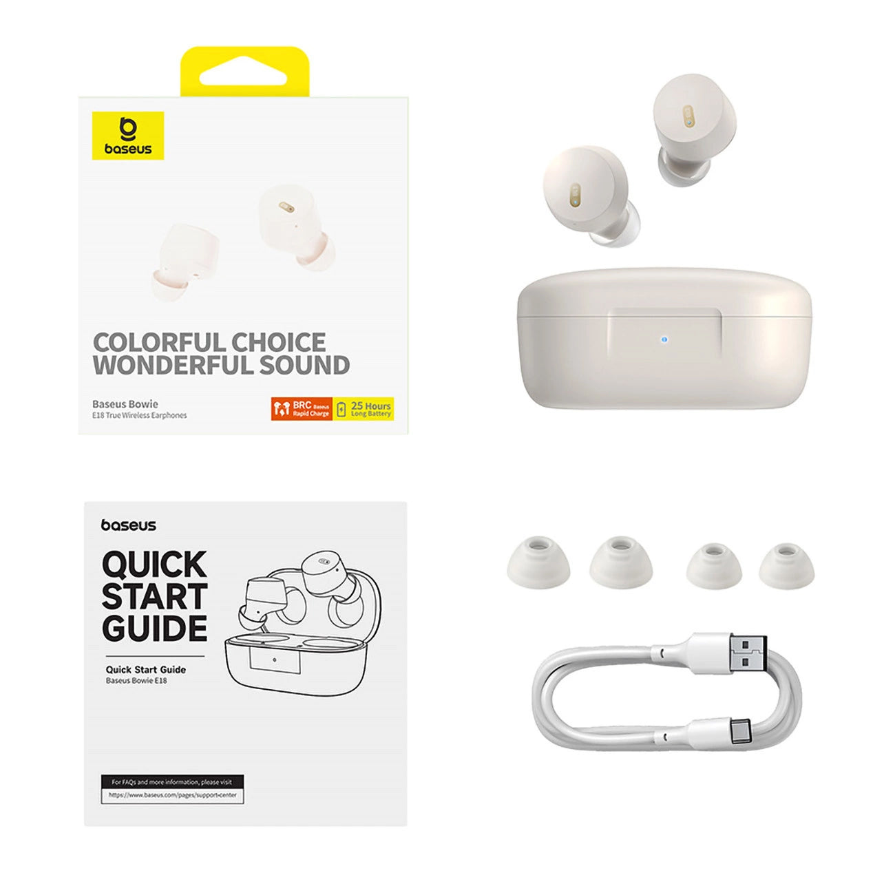 Handsfree Bluetooth Baseus Bowie E18, TWS, White A00023800223-00 