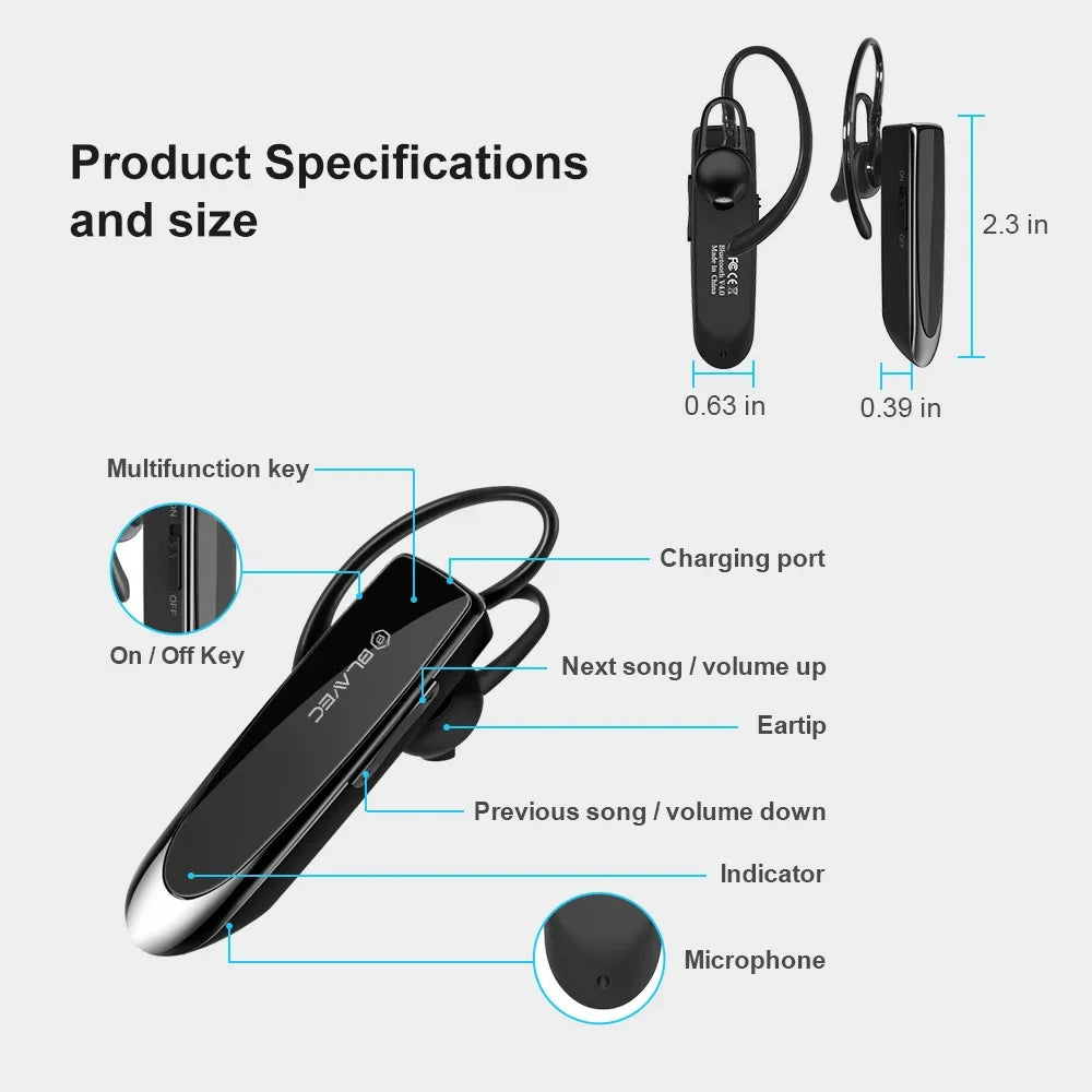 Handsfree Bluetooth Blavec PL55, MultiPoint, A2DP, Crni BHPL55-B