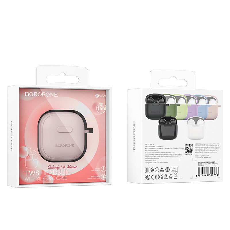 Handsfree Bluetooth Headset BW29, TWS, Pink 