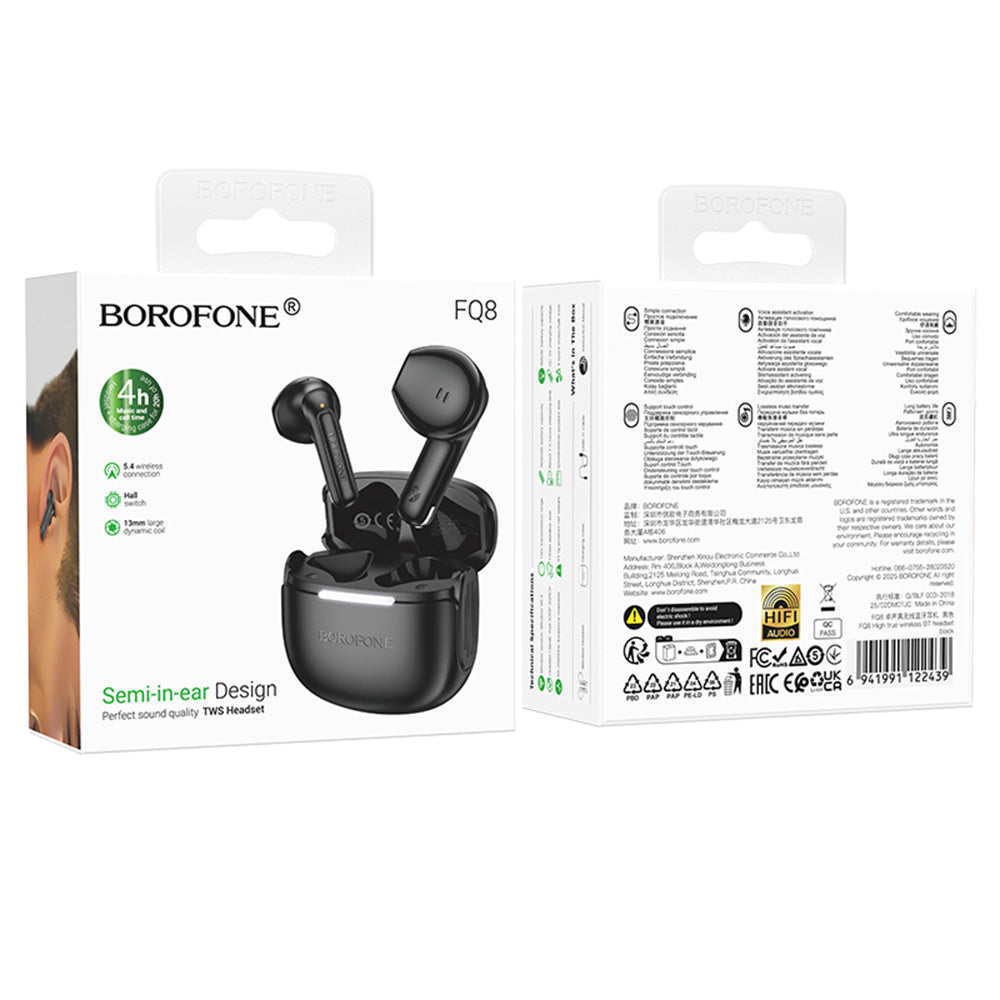 Handsfree Bluetooth Borofone FQ8 High, TWS, Crni