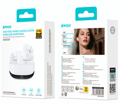 Handsfree Bluetooth BWOO BW40, TWS, ANC, Bela