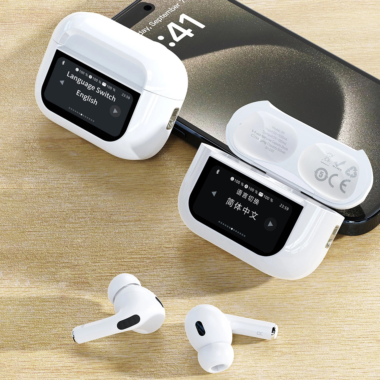 Handsfree Bluetooth Dudao U19 Display, TWS, Bela, Refabrikovan