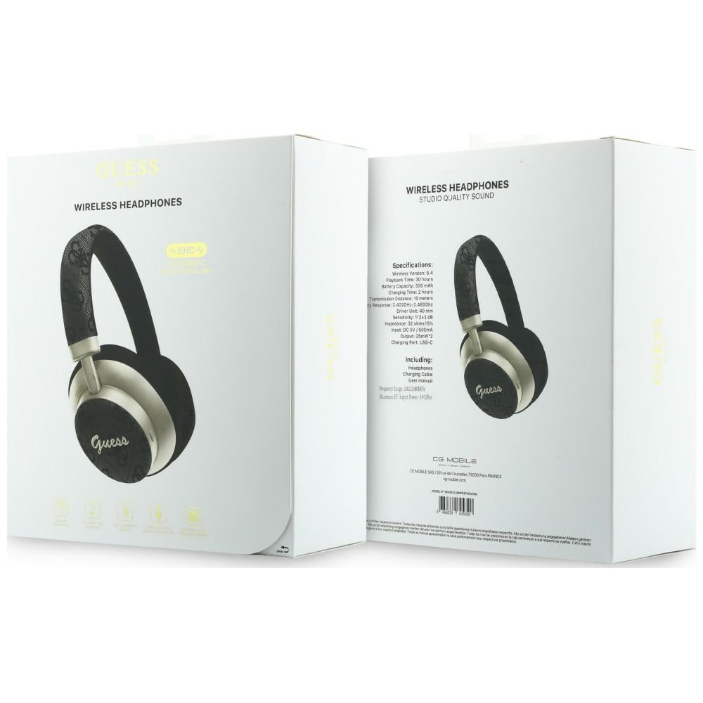 Handsfree Bluetooth Guess 4G Gold Script Metal, A2DP, Crna