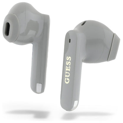 Handsfree Bluetooth Guess Elongated Metallic Printed Logo, TWS, Sivi