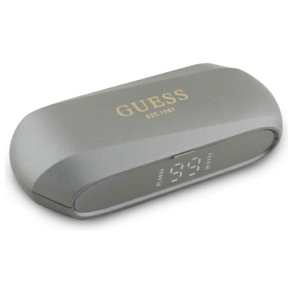 Handsfree Bluetooth Guess Elongated Metallic Printed Logo, TWS, Sivi