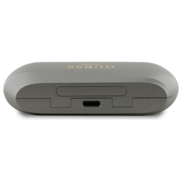 Handsfree Bluetooth Guess Elongated Metallic Printed Logo, TWS, Sivi