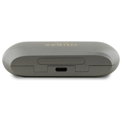 Handsfree Bluetooth Guess Elongated Metallic Printed Logo, TWS, Sivi