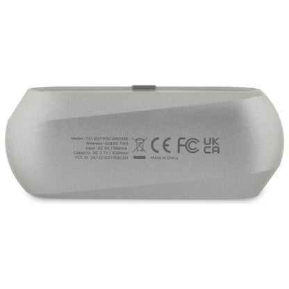 Handsfree Bluetooth Guess Elongated Metallic Printed Logo, TWS, Sivi