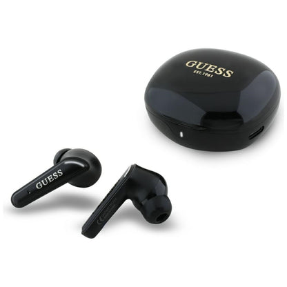 Handsfree Bluetooth Guess Flat Classic Logo Electroplated, TWS, Crni