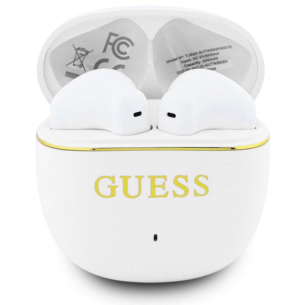 Handsfree Bluetooth Guess Glossy Gold Line Classic, TWS, Bela