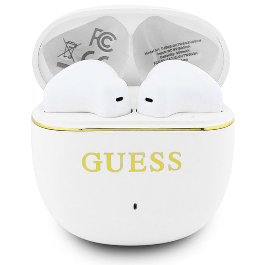Handsfree Bluetooth Guess Glossy Gold Line Classic, TWS, Bela