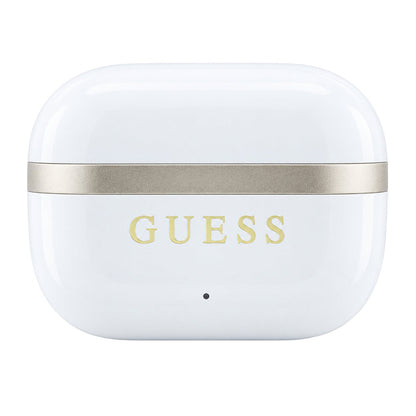 Bluetooth handsfree Guess Glossy Gold Line Printed Classic Logo, TWS, bela boja
