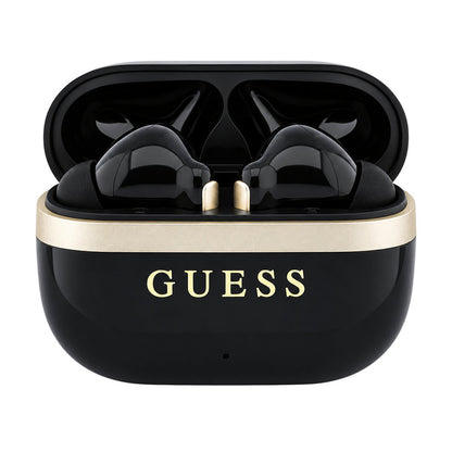 Bluetooth handsfree Guess Glossy Gold Line Printed Classic Logo, TWS, crne boje
