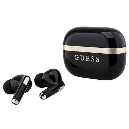 Bluetooth handsfree Guess Glossy Gold Line Printed Classic Logo, TWS, crne boje