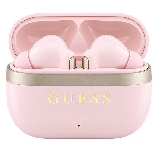 Bluetooth handsfree Guess Glossy Gold Line Printed Classic Logo, TWS, roze