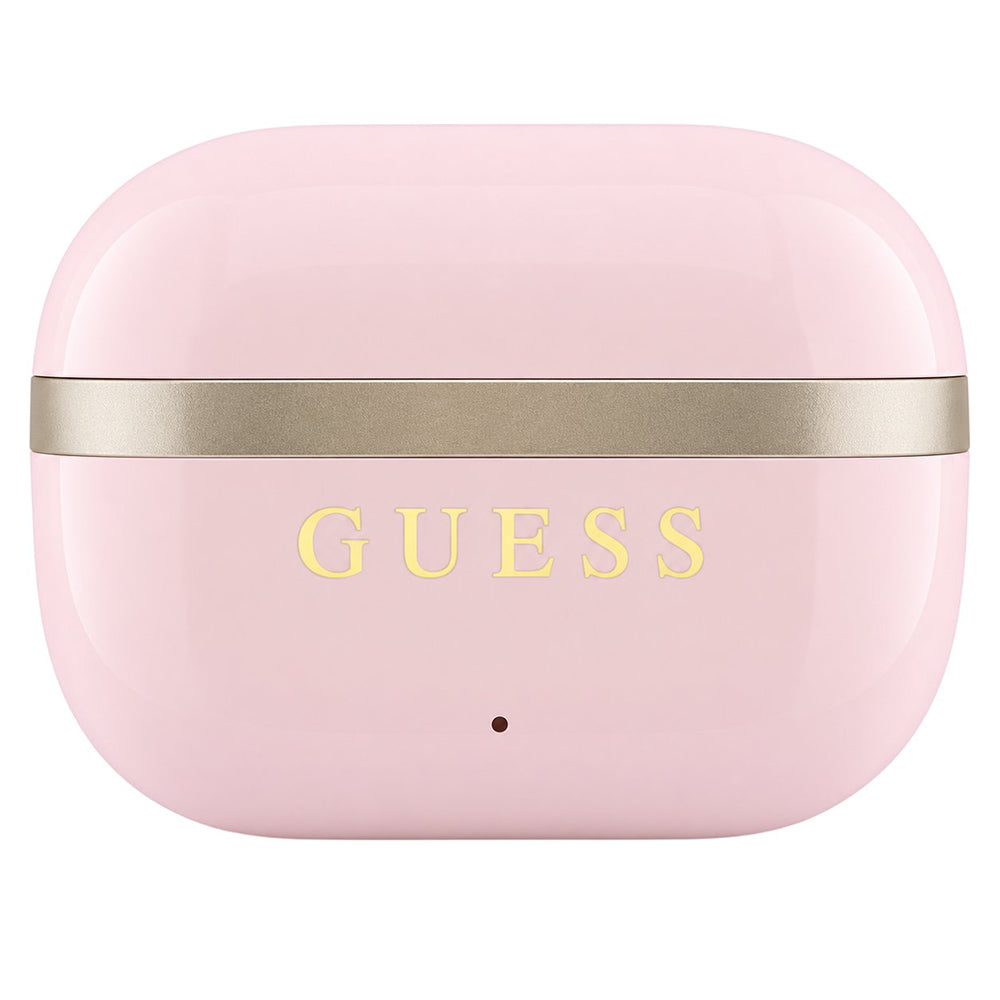 Bluetooth handsfree Guess Glossy Gold Line Printed Classic Logo, TWS, roze