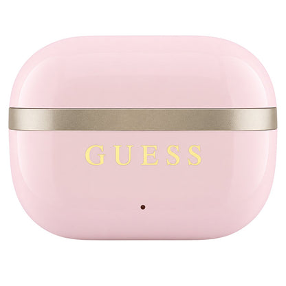 Bluetooth handsfree Guess Glossy Gold Line Printed Classic Logo, TWS, roze