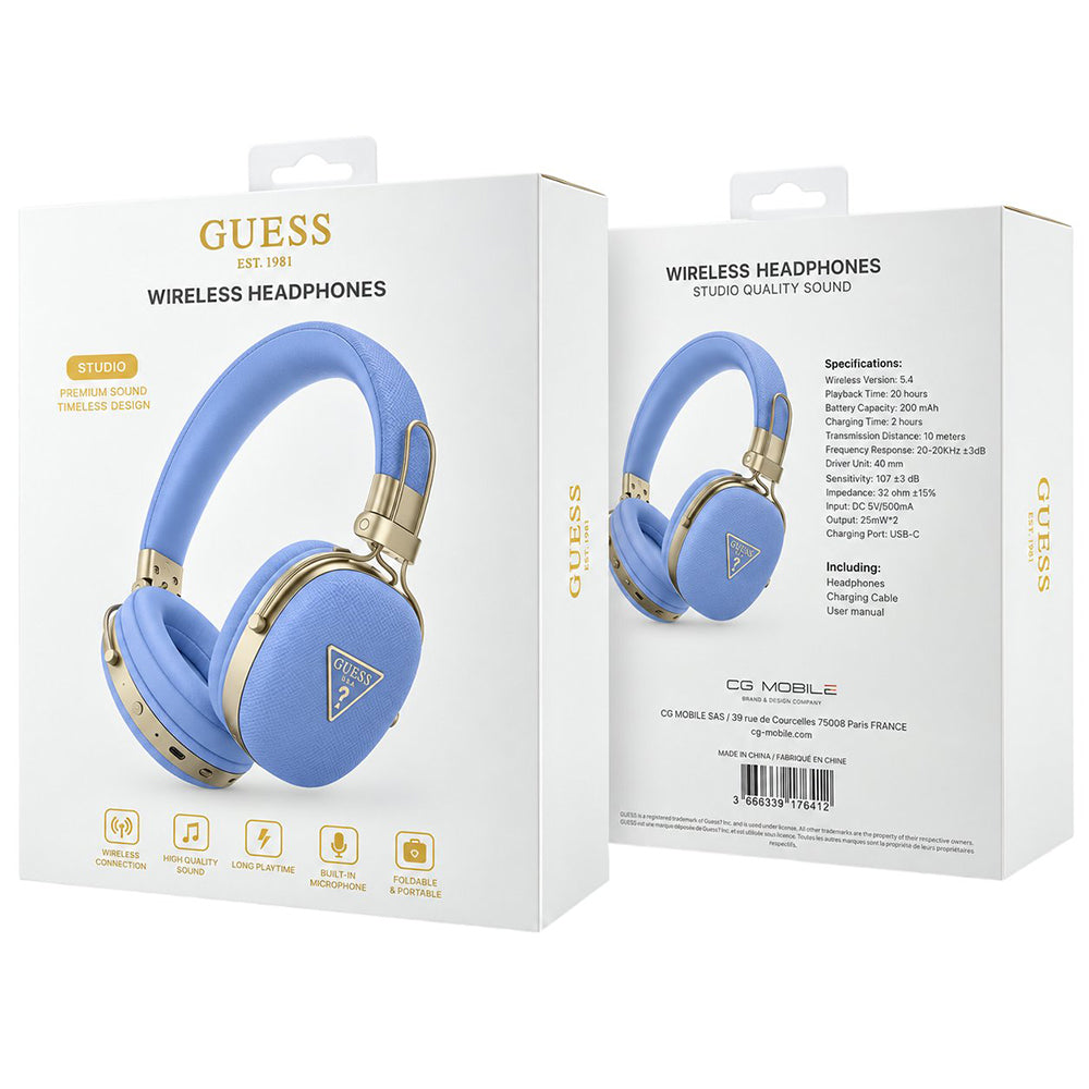 Bluetooth handsfree Guess Grained Triangle Logo, A2DP, plava