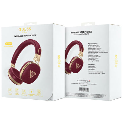 Bluetooth handsfree Guess Grained Triangle Logo, A2DP, bordo