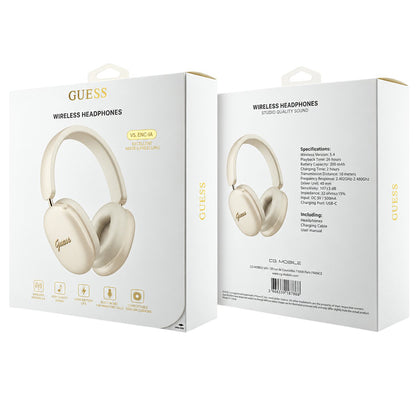 Bluetooth handsfree Guess Metal Script Logo, A2DP, bežične, bež boje