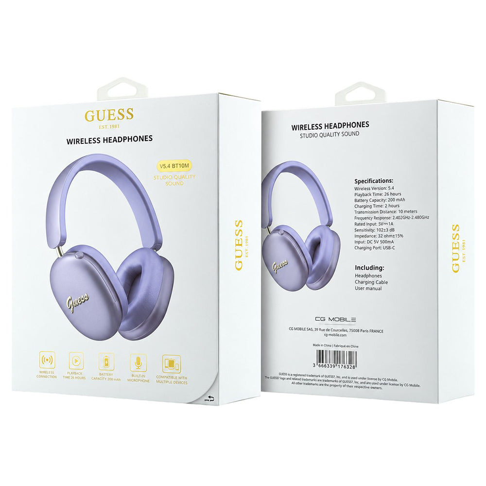 Bluetooth handsfree Guess Metal Script Logo, A2DP, ljubičaste boje