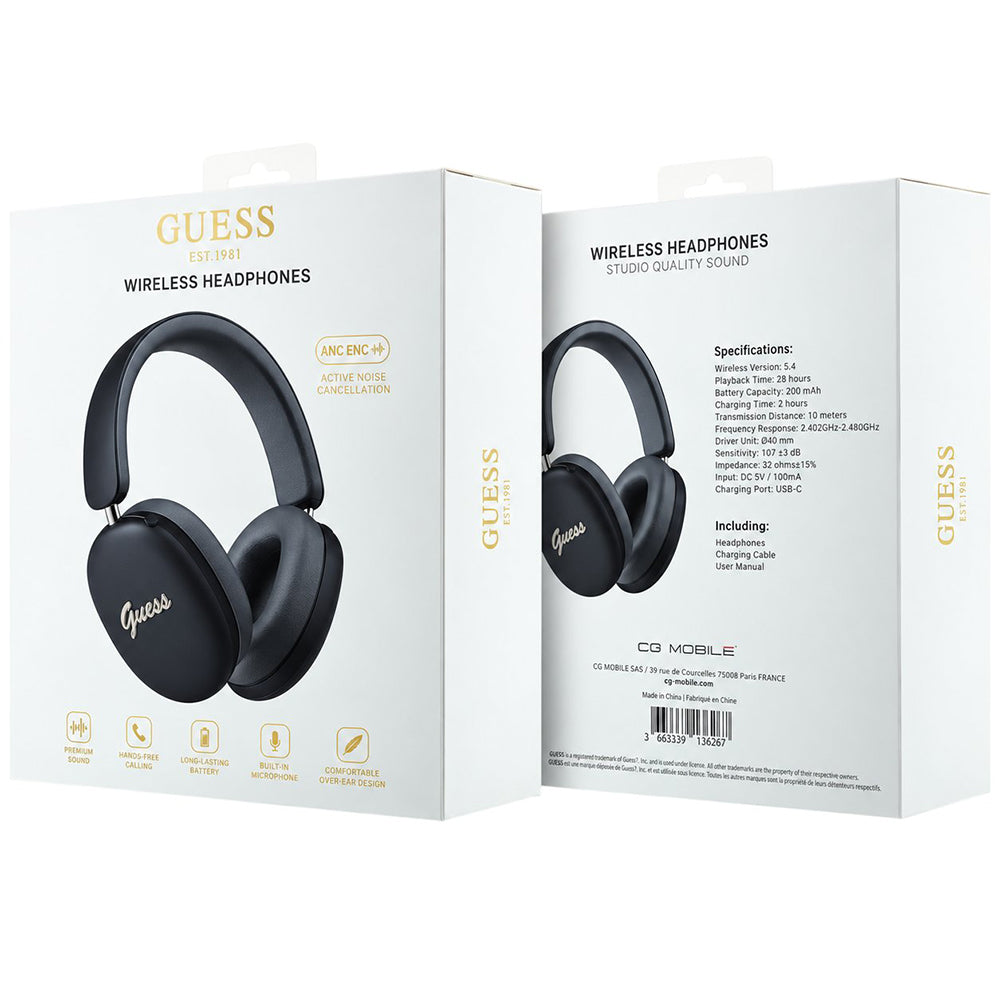 Bluetooth handsfree Guess Metal Script Logo, A2DP, crne