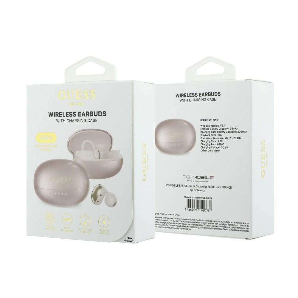Handsfree Bluetooth Guess Metalic Finish Electropated Parts Classic, TWS, Roze