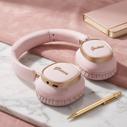 Handsfree Bluetooth Guess Rectangle Metal Script, A2DP, Roze