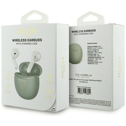 Handsfree Bluetooth Guess Script Print, TWS, Kaki