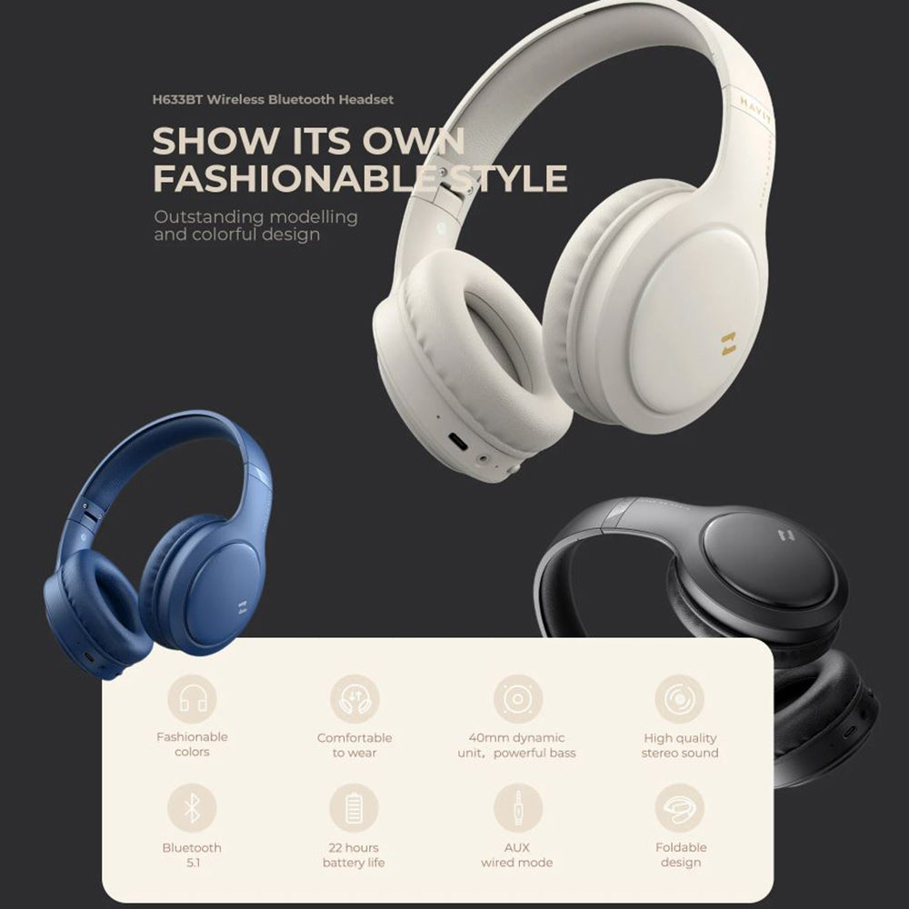 Handsfree Bluetooth HAVIT H633BT, Multipoint, A2DP, Plavi