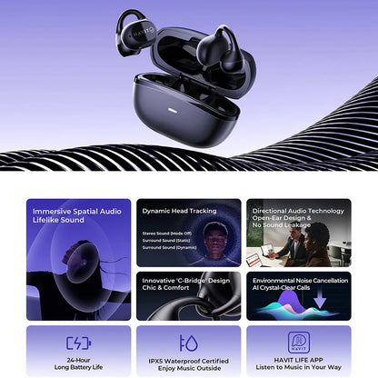 Handsfree Bluetooth HAVIT OWS916, TWS, Crna