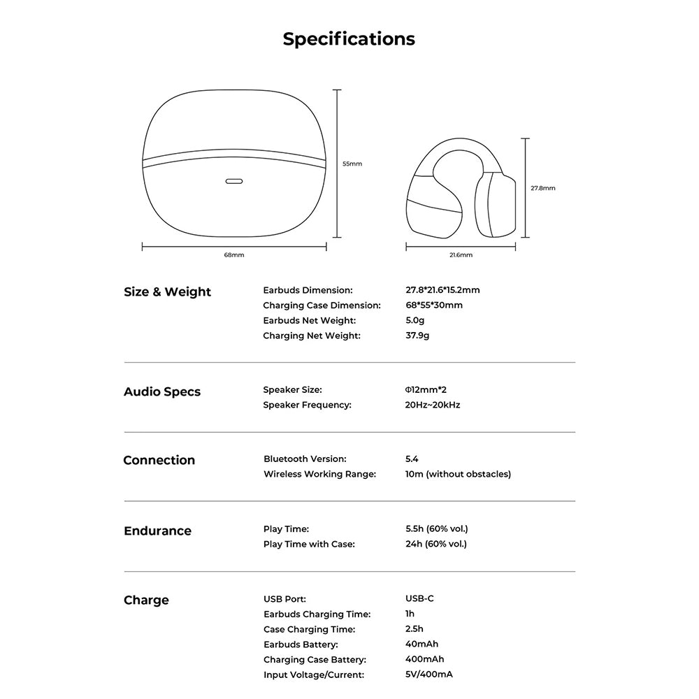 Handsfree Bluetooth HAVIT OWS916, TWS, Crna