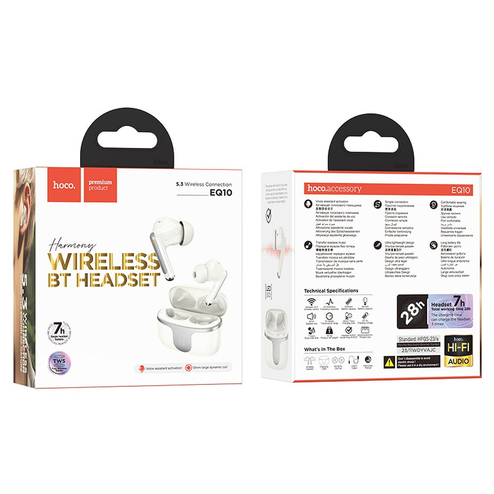 Handsfree Bluetooth HOCO EQ10, TWS, Beli