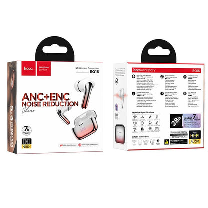 Bluetooth Handsfree Bluetooth HOCO EQ16, TWS, ANC, Red 