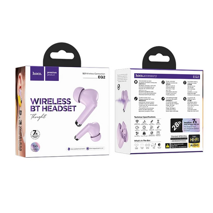 Handsfree Bluetooth HOCO EQ2, TWS, Ljubičasti