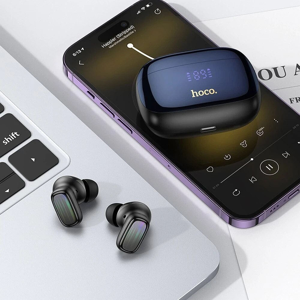 Handsfree Bluetooth HOCO EQ20, TWS, ANC, MultiPoint, Crni