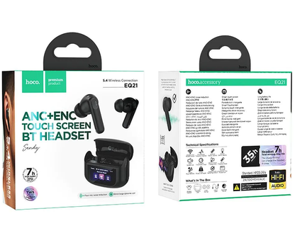 Handsfree Bluetooth HOCO EQ21, TWS, ANC, Crna