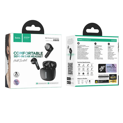 Handsfree Bluetooth HOCO EQ33, TWS, Crna